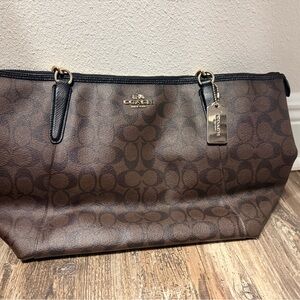 Coach Dark Brown Signature Tote
